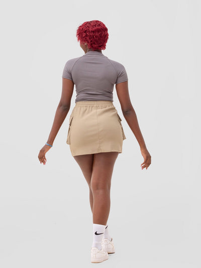 Zoya Sadira Mini Cargo Skirt - Taupe - Shopzetu