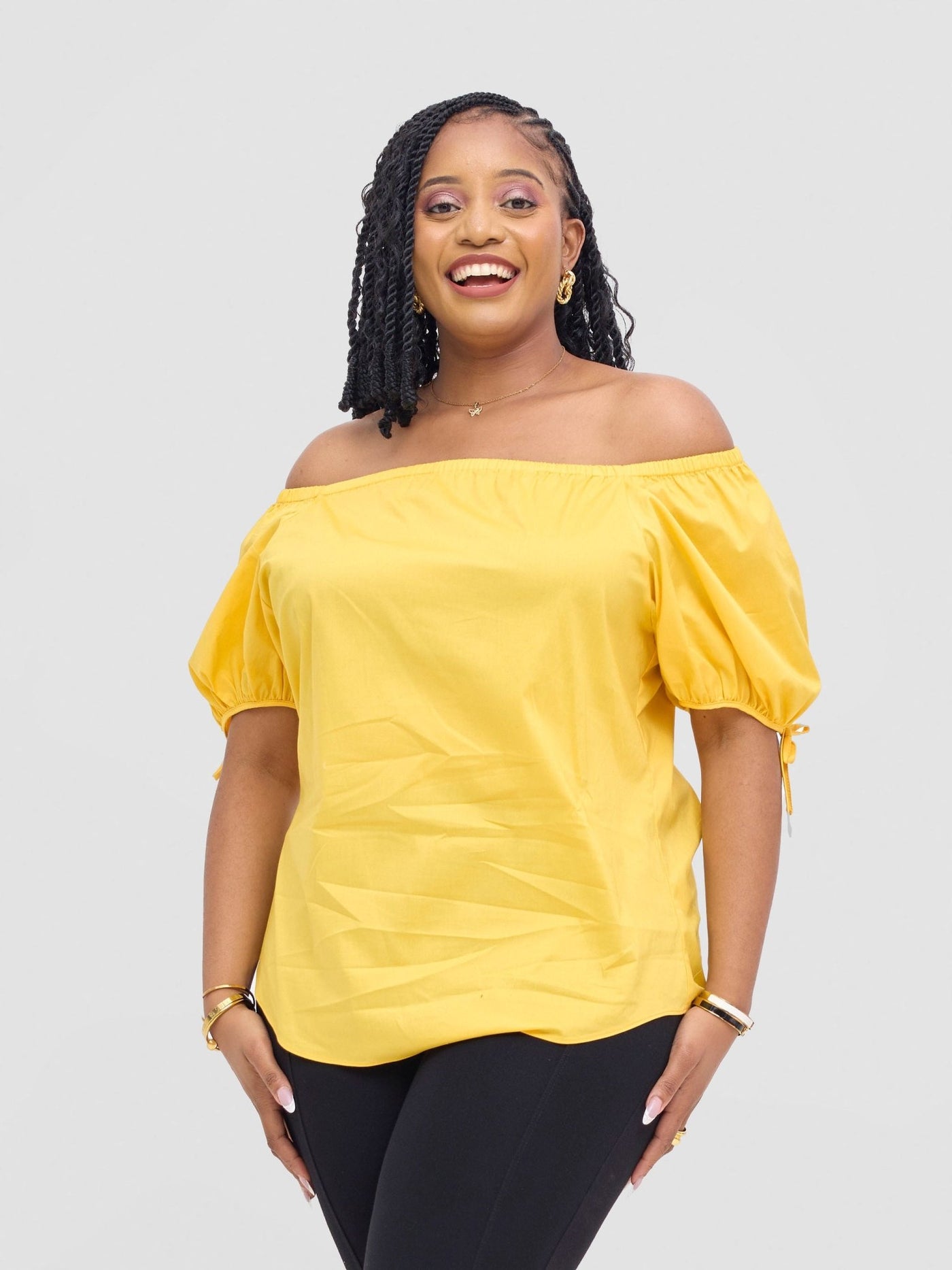 Safari Tawi Off - Shoulder Top - Yellow - Shopzetu