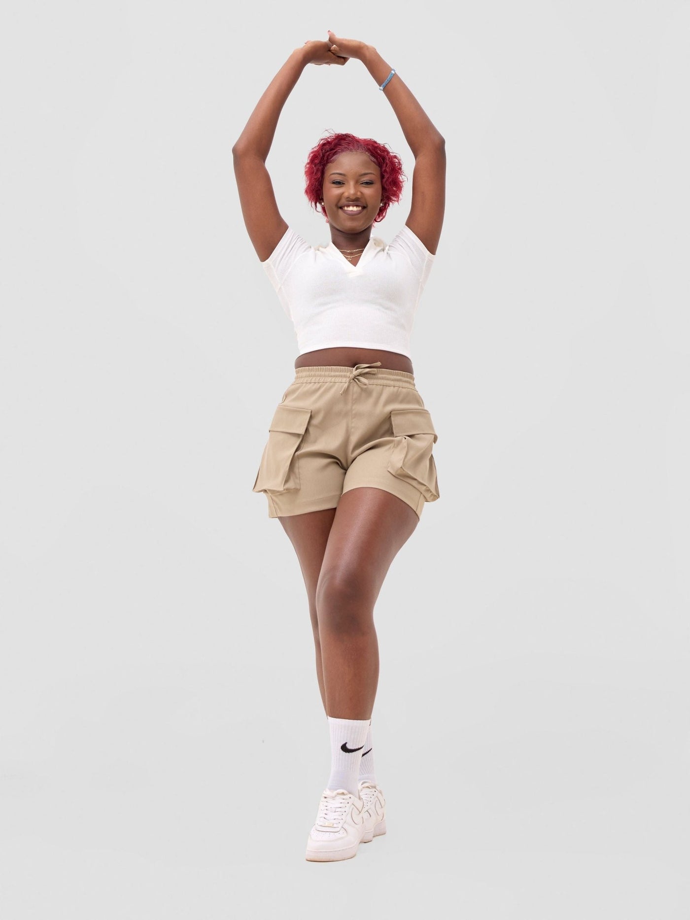 Zoya Sadira Midriff Polo T-Shirt - White - Shopzetu