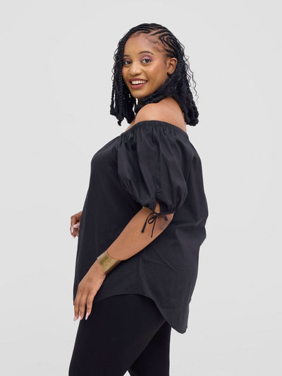 Safari Tawi Off - Shoulder Top - Black - Shopzetu