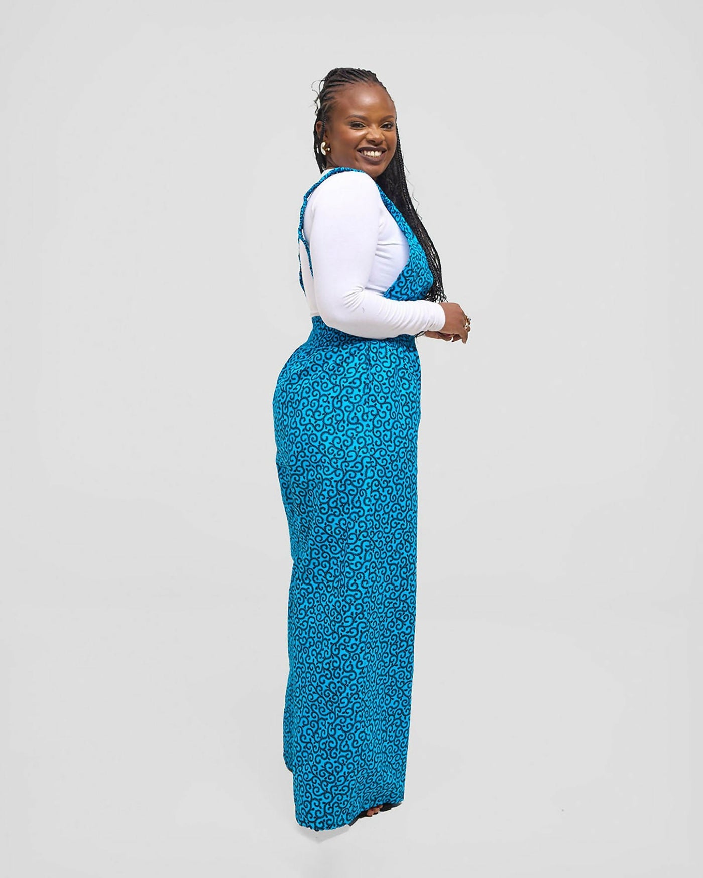 Waridi Africa Bahari Dungaree Jumpsuit - Blue - Shopzetu