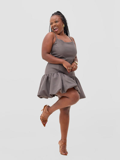 Zoya Sadira Mini Bubble Dress - Hunters - Shopzetu