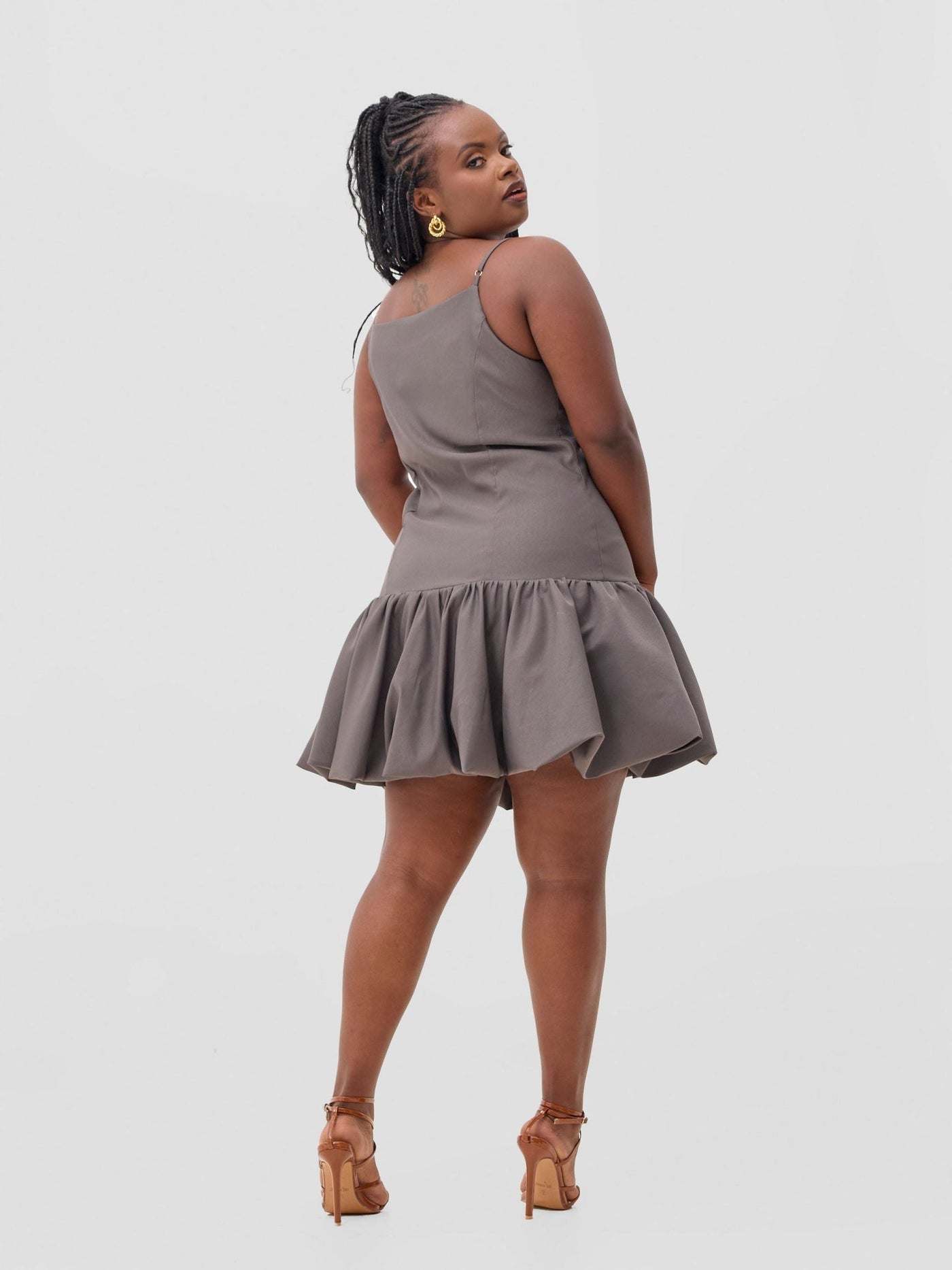 Zoya Sadira Mini Bubble Dress - Hunters - Shopzetu