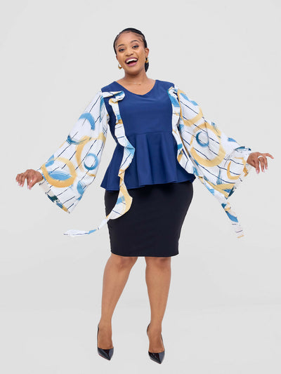 DnD Couture Didi Luxe Blouse Top - Navy Blue - Shopzetu