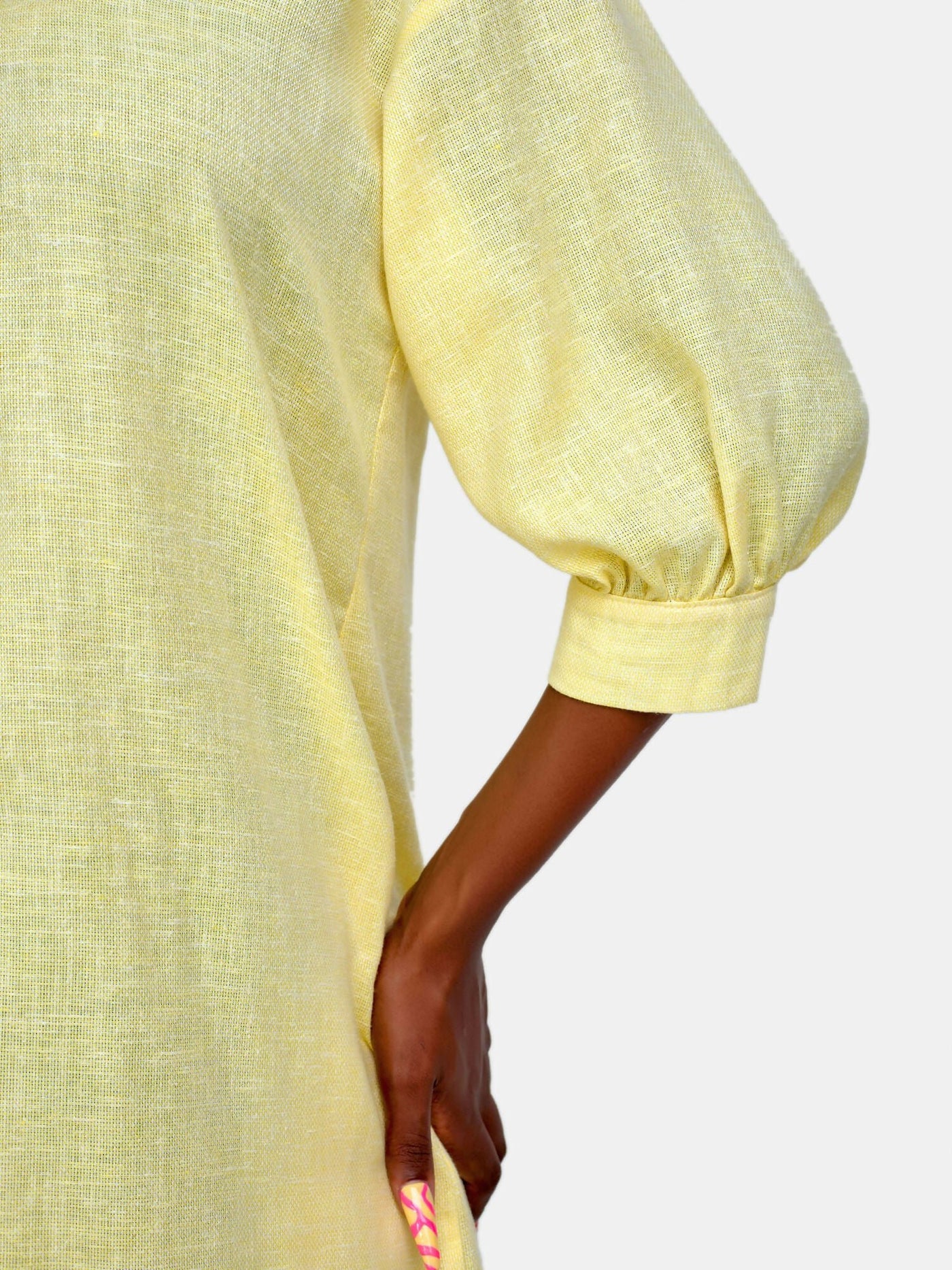 Tuli Nuru Shirt Dress - Yellow - Shopzetu