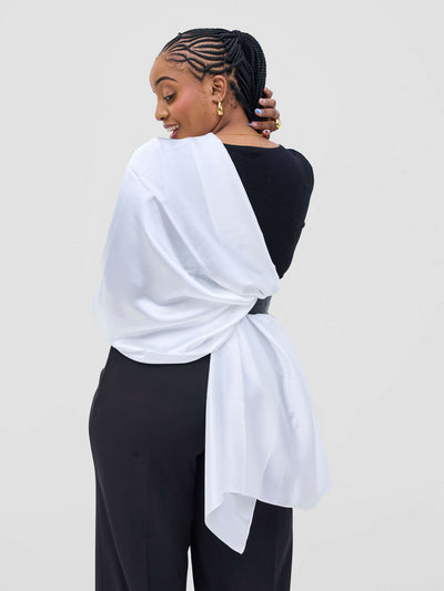 AfroDame Luxurious Silk Scarf - White - Shopzetu