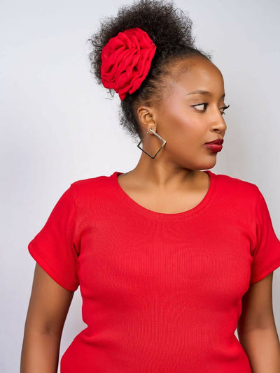 Zia Africa "Sweet Pea"Ribbed Dress - Red - Shopzetu