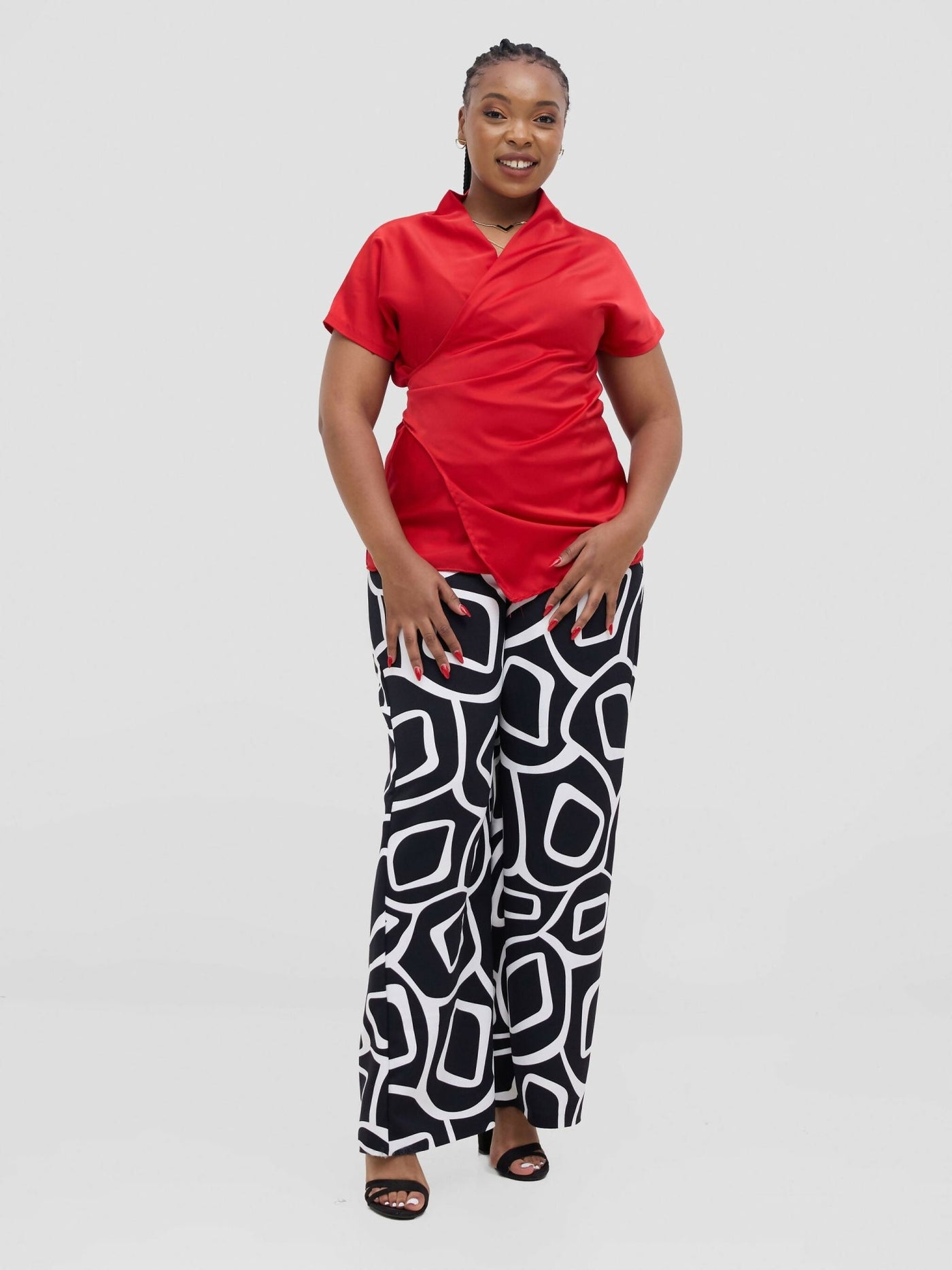Silk House Collection Rana Pants - Black Abstract Print - Shopzetu