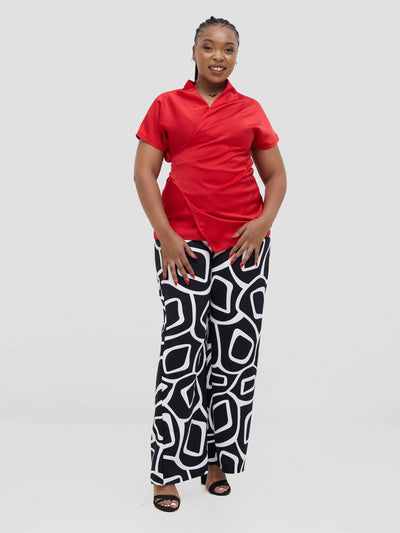 Silk House Collection Rana Pants - Black Abstract Print - Shopzetu