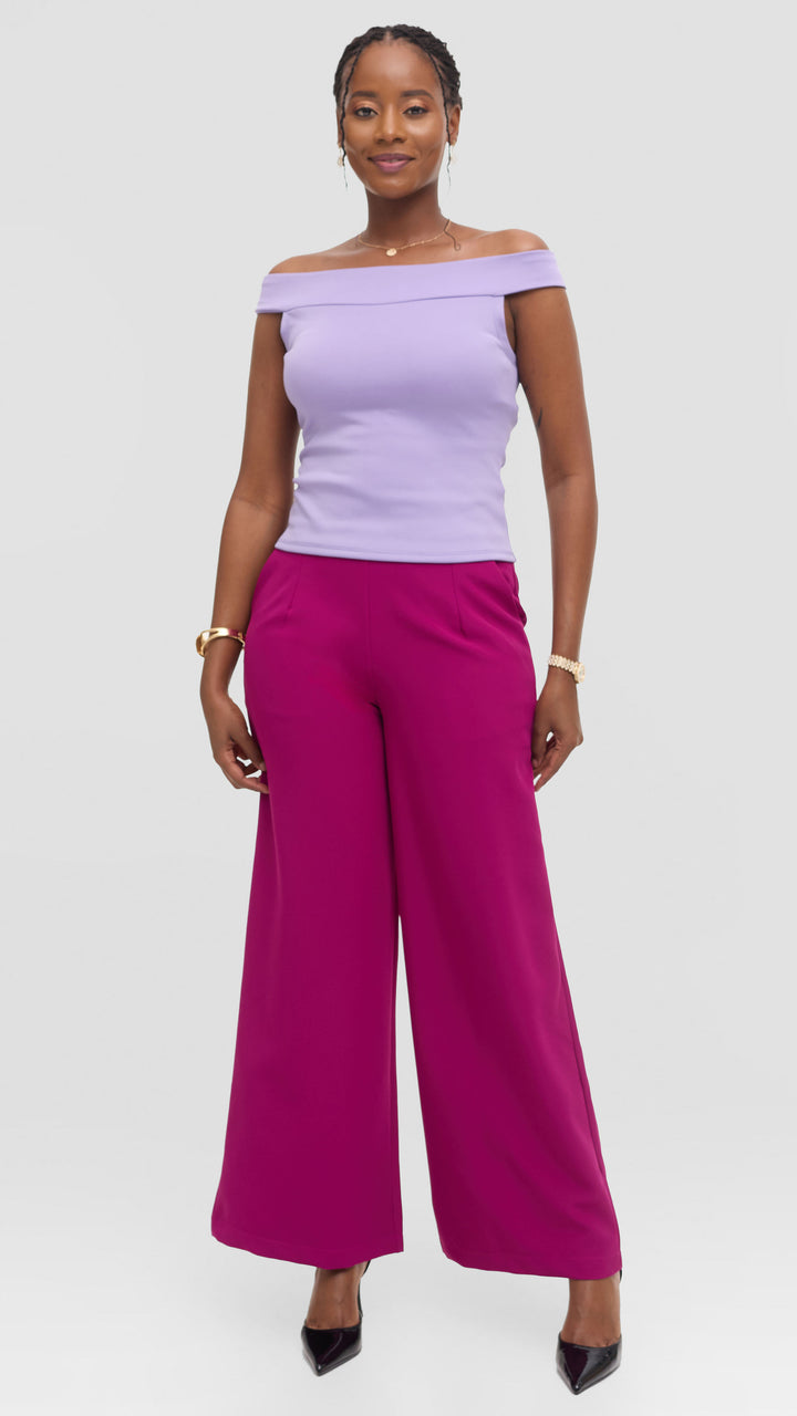 Vivo Boat Neck Top in Scuba - Lilac
