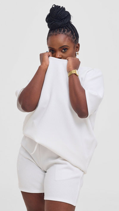 Shiv & Shikie X Safari Boxy T Shirt - White - Shopzetu