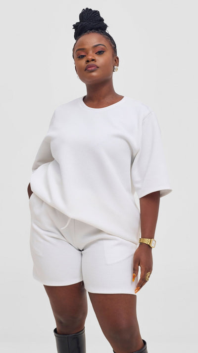 Shiv & Shikie X Safari Boxy T Shirt - White - Shopzetu