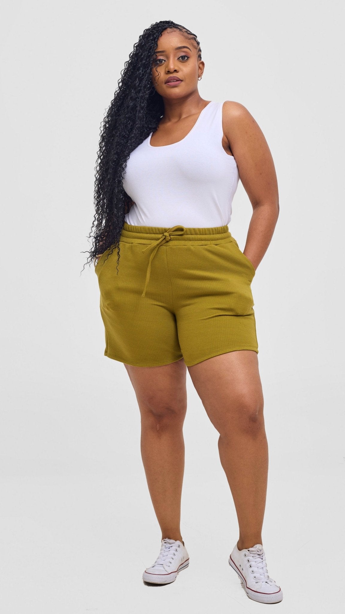 Shiv & Shikie X Safari Drawstring Shorts - Olive - Shopzetu