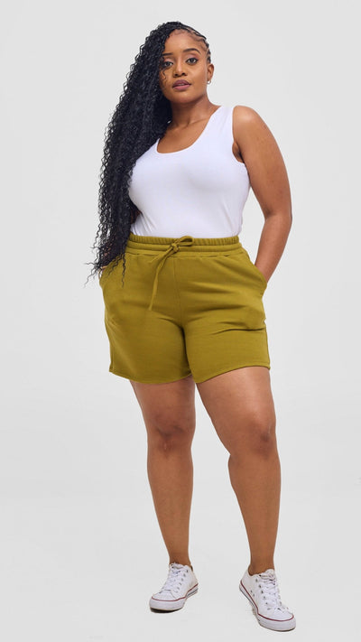 Shiv & Shikie X Safari Drawstring Shorts - Olive - Shopzetu