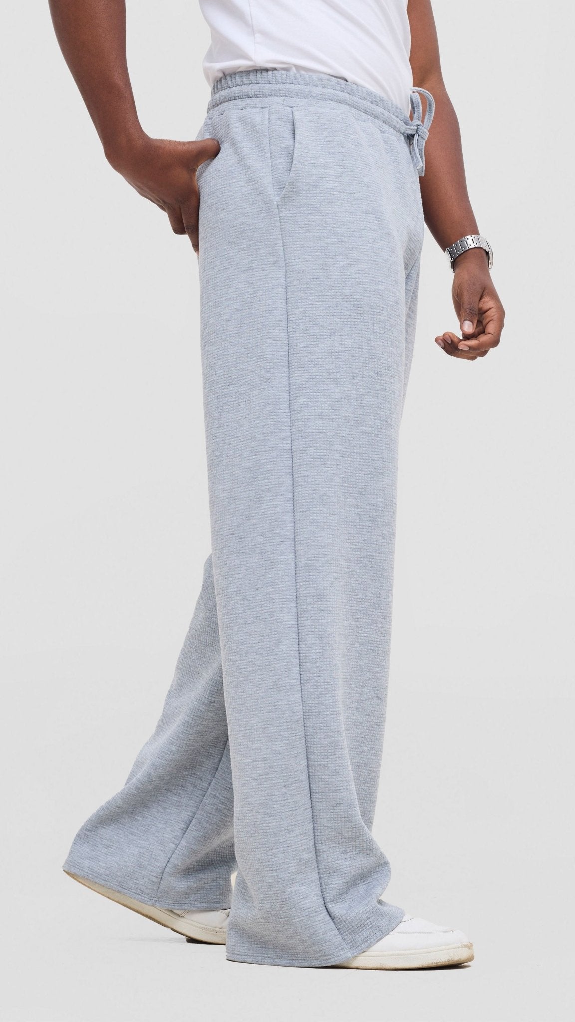 Shiv & Shikie X Safari Drawstring Pants - Light Grey - Shopzetu