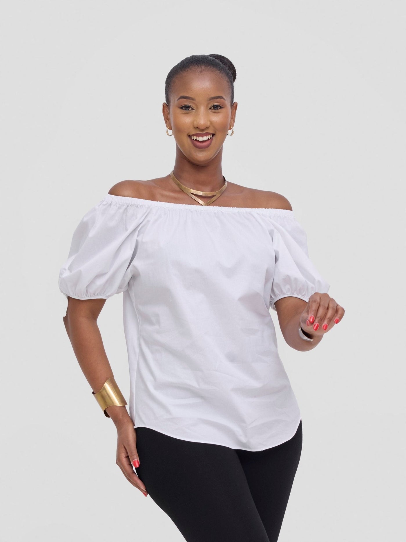 Safari Tawi Off - Shoulder Top - White - Shopzetu