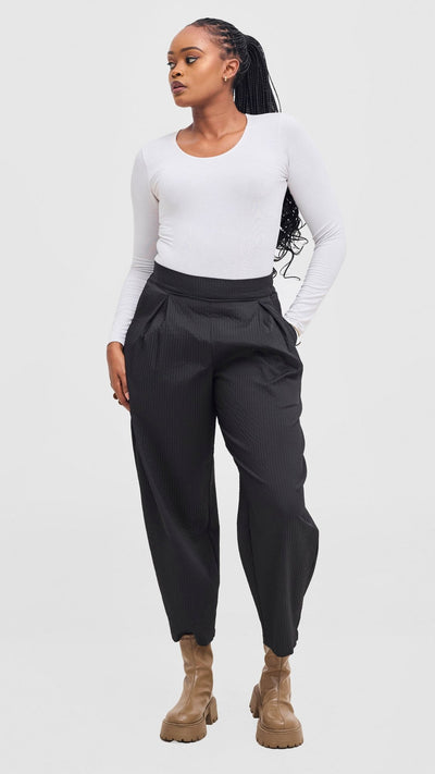 Shiv & Shikie X Safari Barrel Pants - Black - Shopzetu