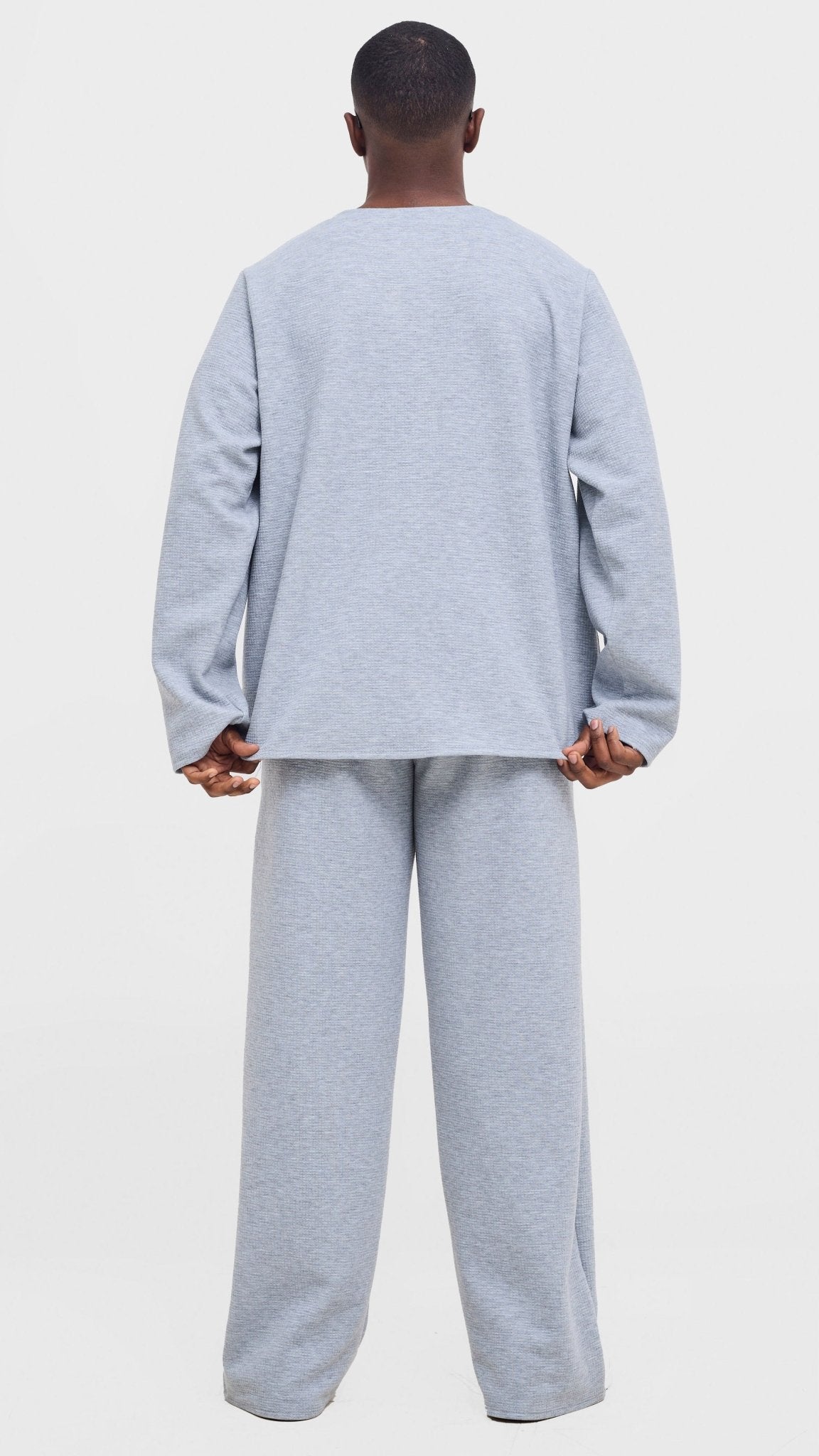 Shiv & Shikie X Safari V - Neck Long Sleeve T-shirt - Light Grey - Shopzetu