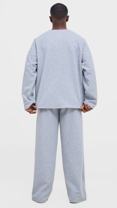 Shiv & Shikie X Safari V - Neck Long Sleeve T-shirt - Light Grey - Shopzetu