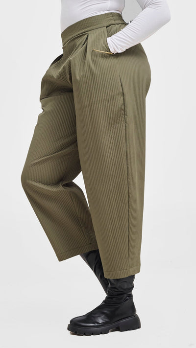 Shiv & Shikie X Safari Barrel Pants - Olive - Shopzetu