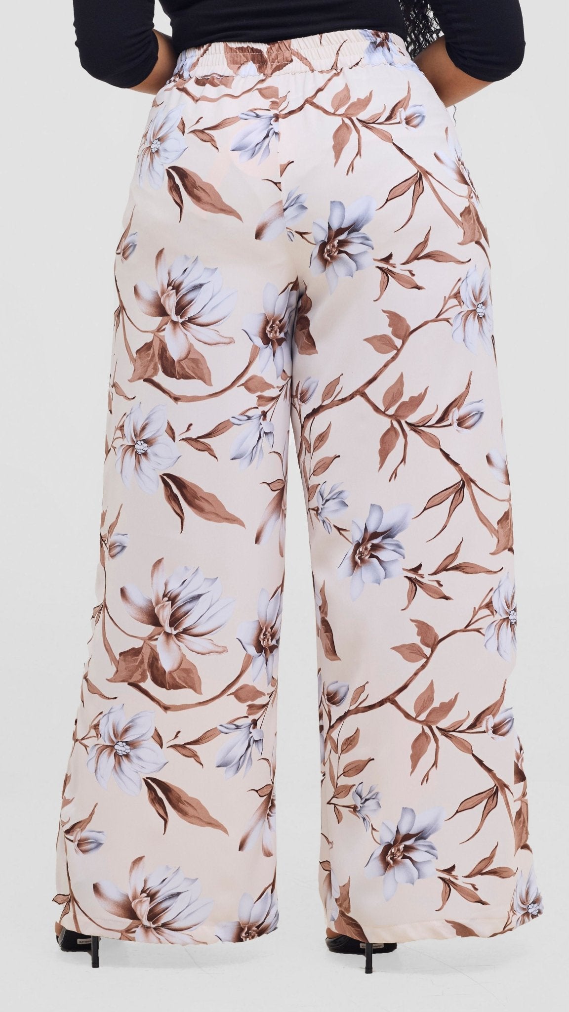 Vivo Maisha Top & Pant Set - Cream / Brown Print - Shopzetu
