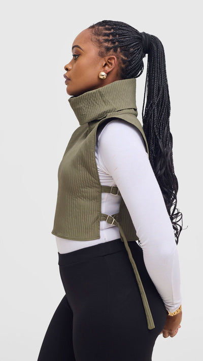 Shiv & Shikie X Safari Turtleneck Vest - Olive - Shopzetu