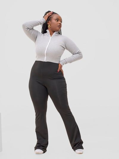 Zoya Sadira Ribbed Top - Light Grey - Shopzetu