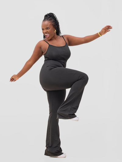 Zoya Sadira Bell Bottom Unitard - Black - Shopzetu