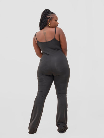 Zoya Sadira Bell Bottom Unitard - Black - Shopzetu