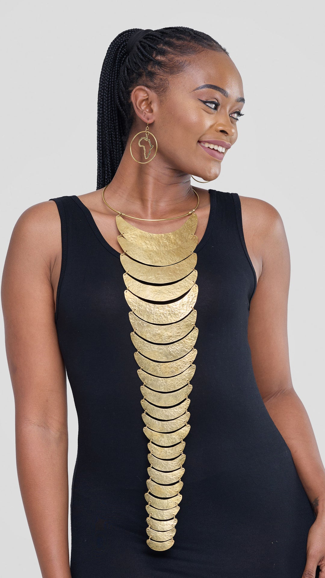 African layered Statement Necklace - Brass