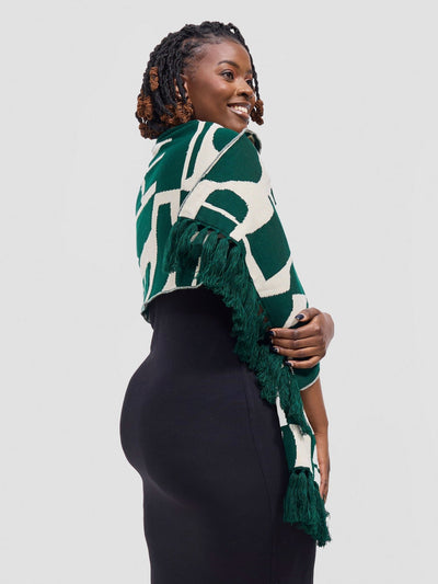 Vivo Lalani Scarf With Fringes - Light Emerald Green / Ivory Samba Print - Shopzetu