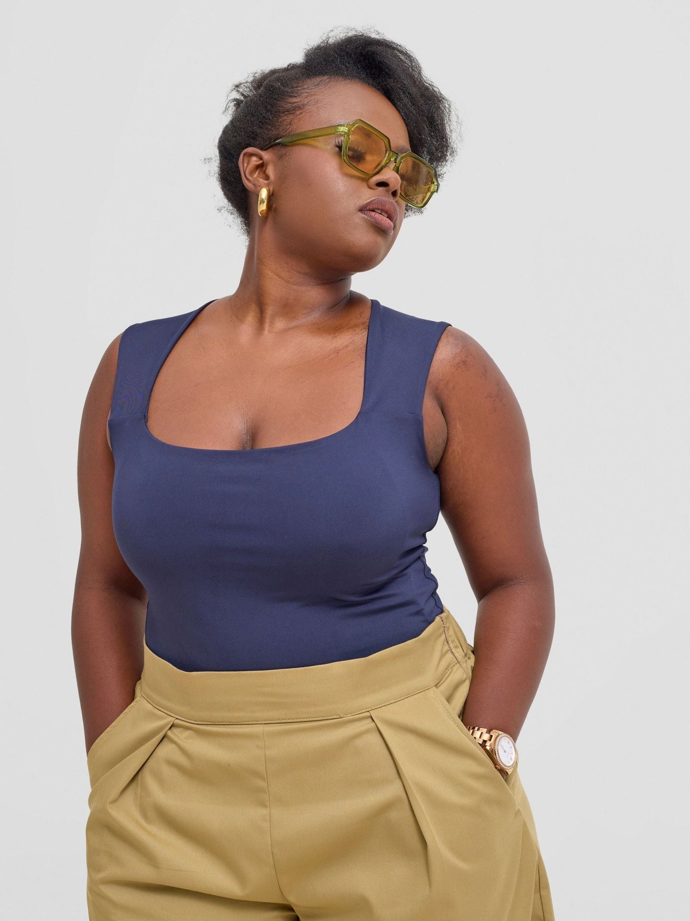 Zoya Kyro Sleeveless Bodysuit - Navy - Shopzetu