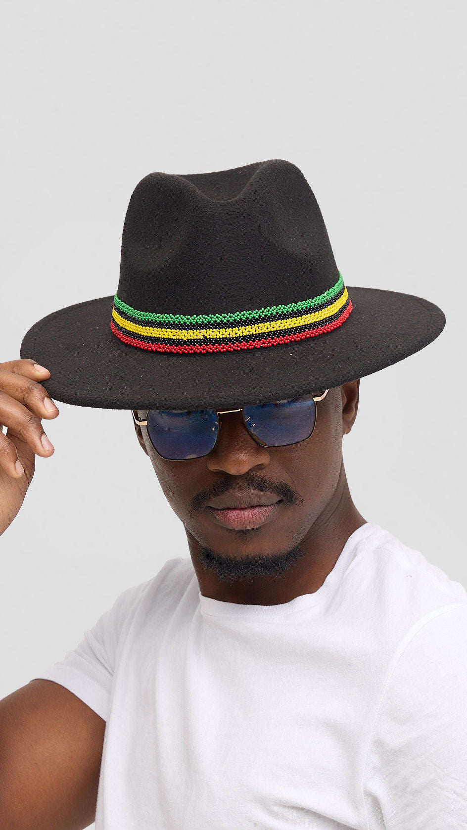 Umbo Collections Rasta Colour Fedora Hat - Black
