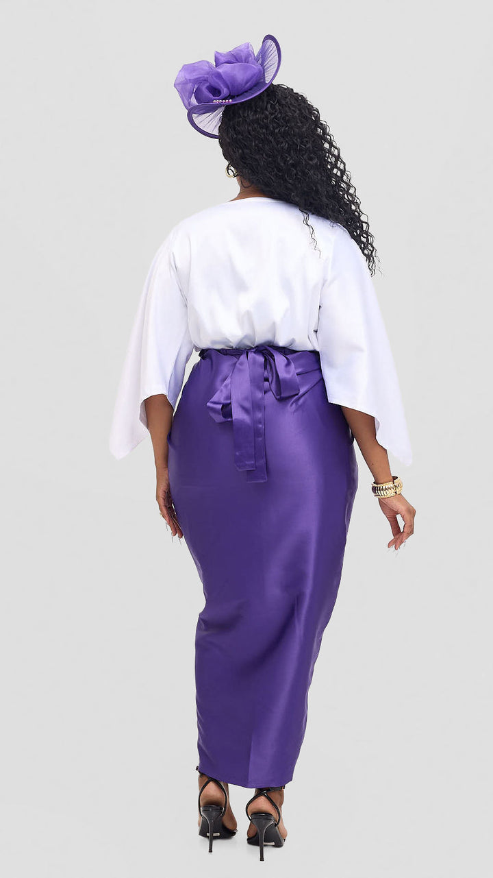 Shona Buba Skirt Set - White / Purple