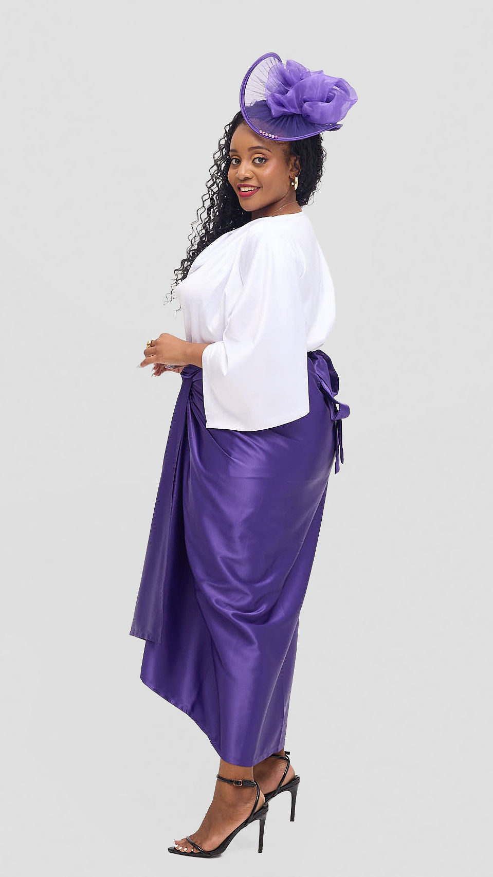Shona Buba Skirt Set - White / Purple