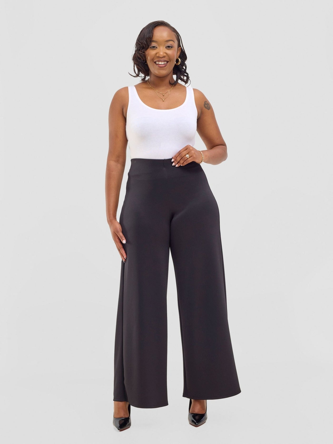 Vivo Chari Wide Leg Pants - Black - Shopzetu