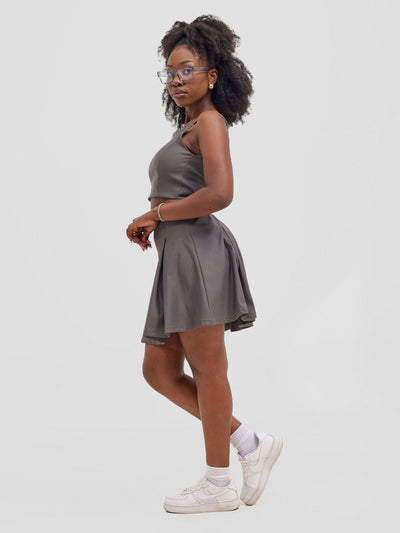 Zoya Kyro Pleated Mini Skirt - Grey - Shopzetu