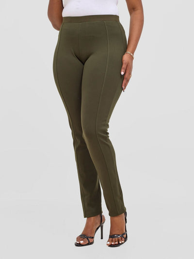 Vivo Basic Panelled Leisure Pants - Hunters Green - Shopzetu