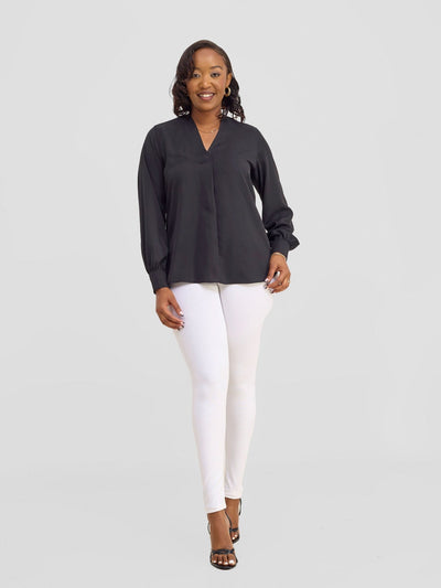 Vivo Chari V - Neck Top - Black - Shopzetu