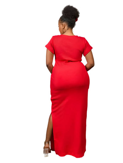Zia Africa "Sweet Pea"Ribbed Dress - Red - Shopzetu