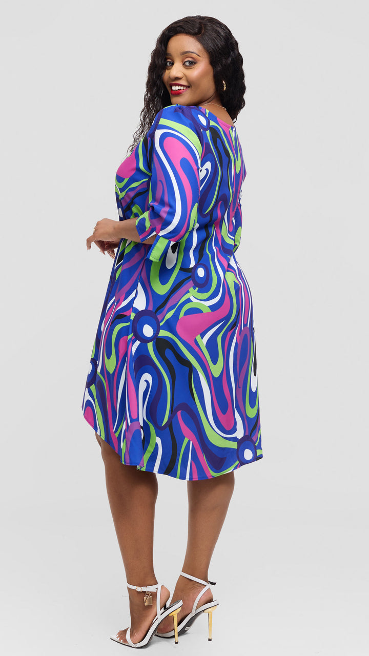 Jolly Fancy Wear Zari Shift Dress - Royal Blue