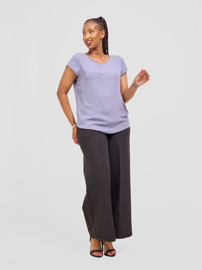 Vivo Basic Chiffon Cap Sleeve Top (Double Layered) - Grey - Shopzetu