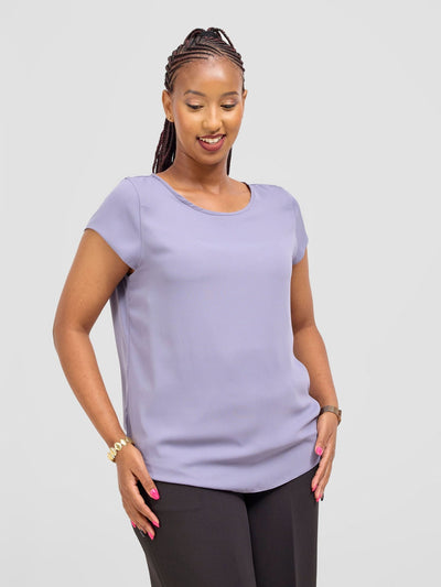 Vivo Basic Chiffon Cap Sleeve Top (Double Layered) - Grey - Shopzetu