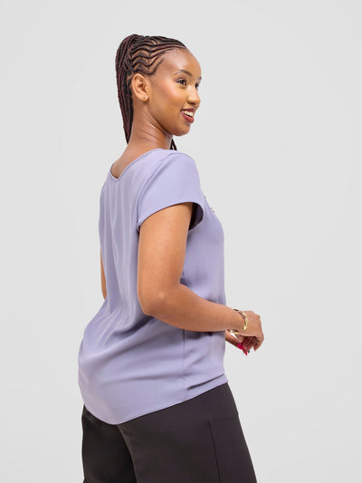 Vivo Basic Chiffon Cap Sleeve Top (Double Layered) - Grey - Shopzetu