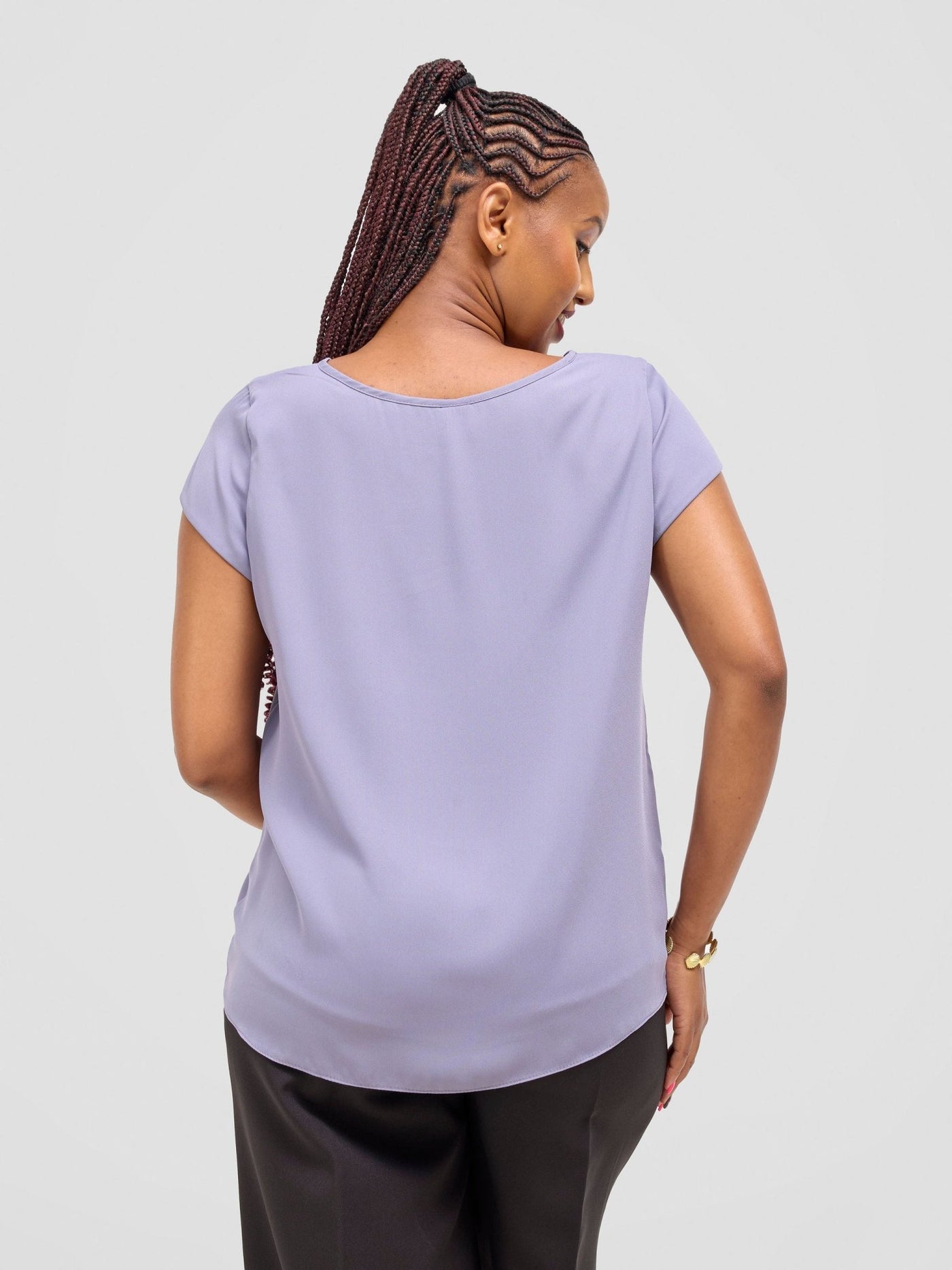 Vivo Basic Chiffon Cap Sleeve Top (Double Layered) - Grey - Shopzetu