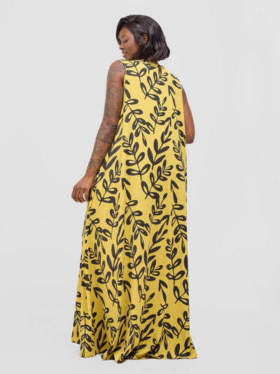 Vivo Ava Tent Maxi Dress - Mustard / Black Jilo Print - Shopzetu