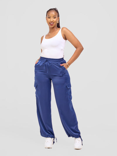 Zoya Luna Cargo Pants - Navy Blue - Shopzetu