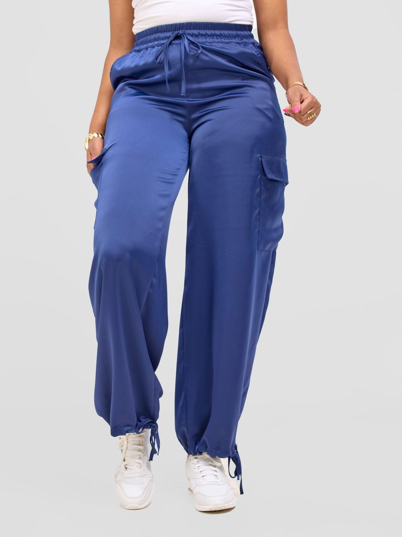 Zoya Luna Cargo Pants - Navy Blue - Shopzetu