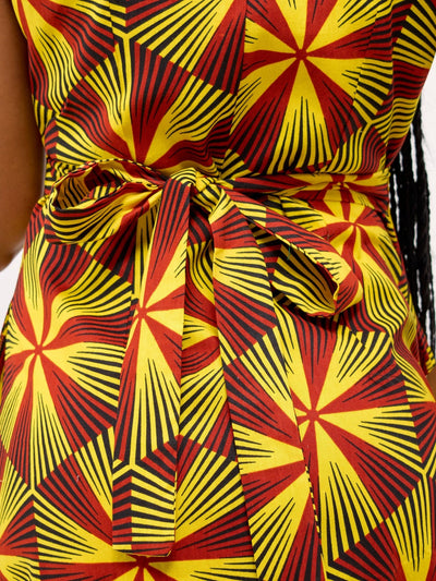 Safari Savannah Kitenge Midi Wrap Dress - Juja Print - Shopzetu