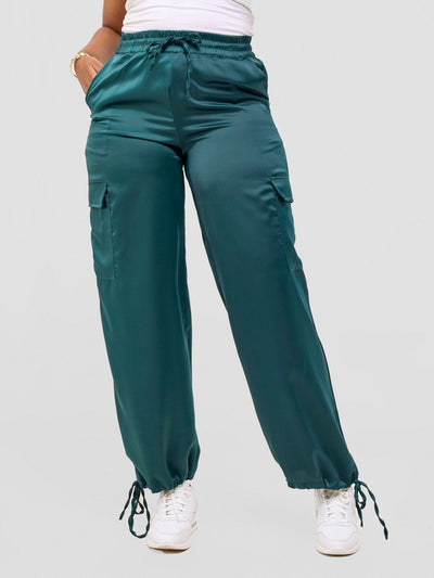 Zoya Luna Cargo Pants - Dark Green - Shopzetu